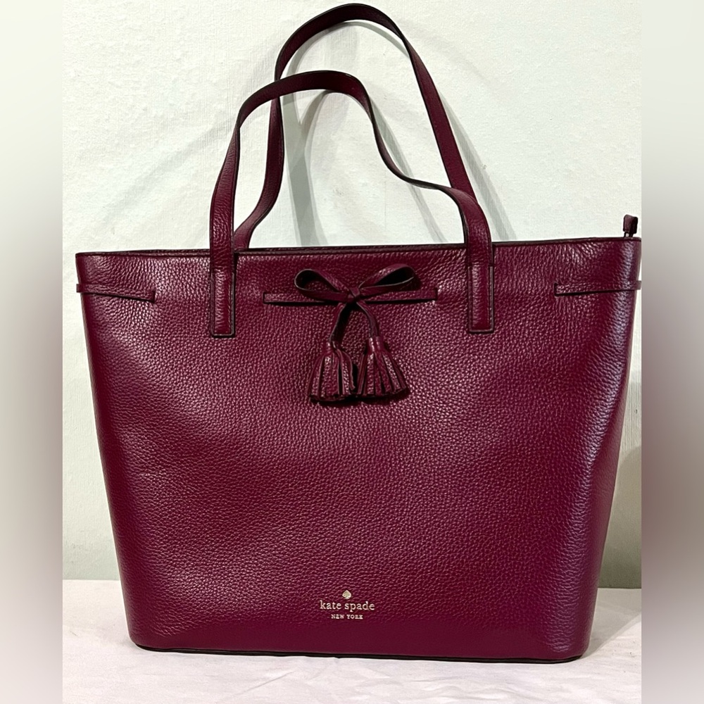 AUTHENTIC KATE SPADE HAYES BLACKBERRY PEBBLE LEATHER BOW SATCHEL BAG NWT